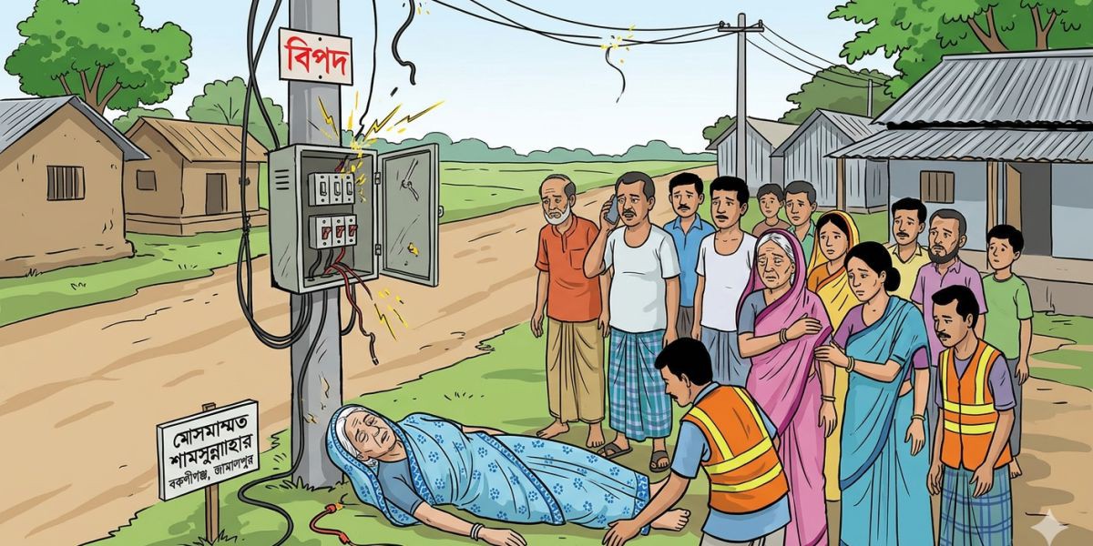 বকশীগঞ্জে বিদ্যুৎস্পৃষ্ট হয়ে বৃদ্ধার মৃত্যু