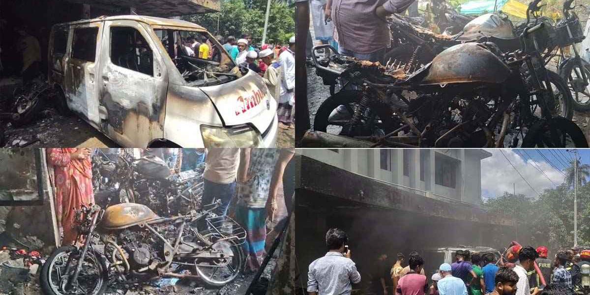 বাগেরহাট হাসপাতালে অ্যাম্বুলেন্সে সিলিন্ডার বিস্ফোরণ: দগ্ধ চালক, ভস্মীভূত ৮ মোটরসাইকেল..