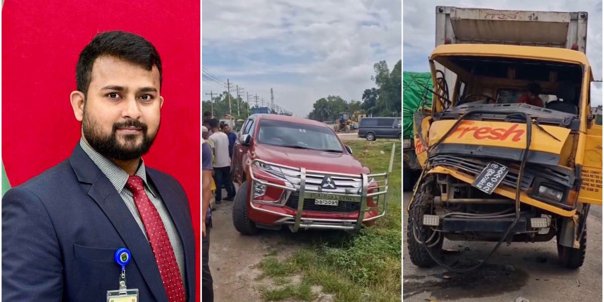 মাধবপুরে কাভার্ড ভ্যানের সঙ্গে ইউএনওর গাড়ির সংঘর্ষ, প্রাণে বাঁচলেন ইউএনওসহ তিনজন..
