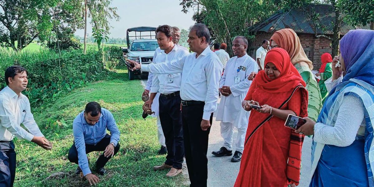 চিরিরবন্দরে বজ্রপাত রোধ ও জলবায়ু পরিবর্তনজনিত ঝুঁকি নিরসন এবং রাস্তার সৌন্দর্য বর্ধনে তাল বীজ রোপন।..