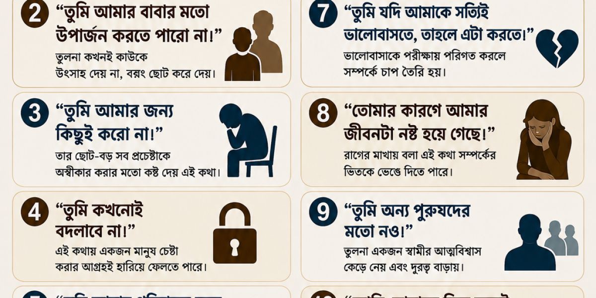 স্বামীর আত্মসম্মানে আঘাত করে—এমন ১০টি কথা :