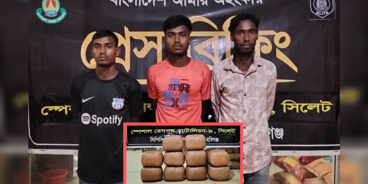 মাধবপুরে ৫০ কেজি গাঁজাসহ ৩ মাদক ব্যবসায়ী গ্রেপ্তার