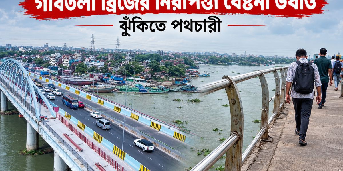 গাবতলী ব্রিজের নিরাপত্তা বেষ্টনী উধাও, ঝুঁকিতে পথচারী